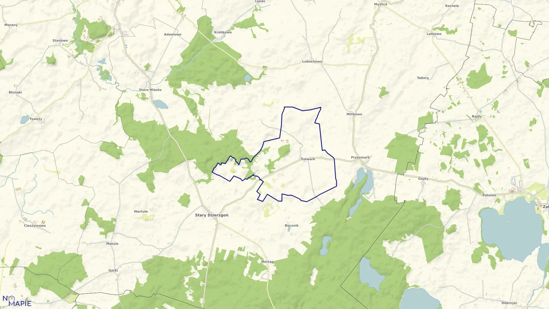 Mapa obrębu Folwark w gminie Stary Dzierzgoń