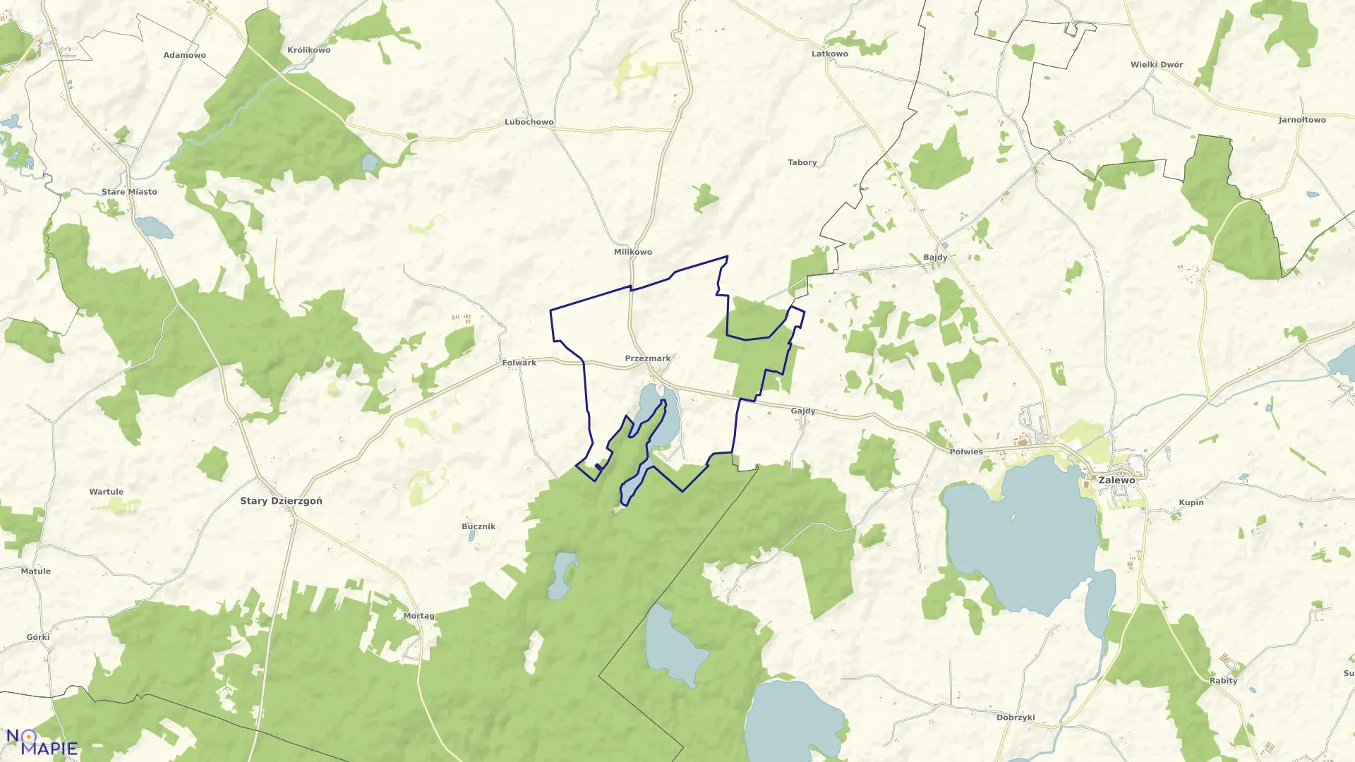 Mapa obrębu Przezmark w gminie Stary Dzierzgoń