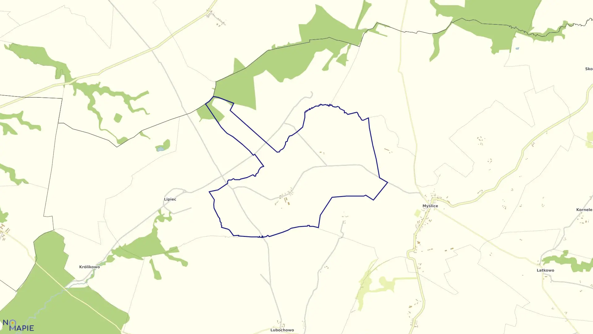 Mapa obrębu Pudłowiec w gminie Stary Dzierzgoń