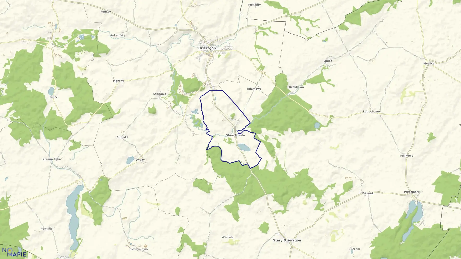 Mapa obrębu Stare Miasto w gminie Stary Dzierzgoń