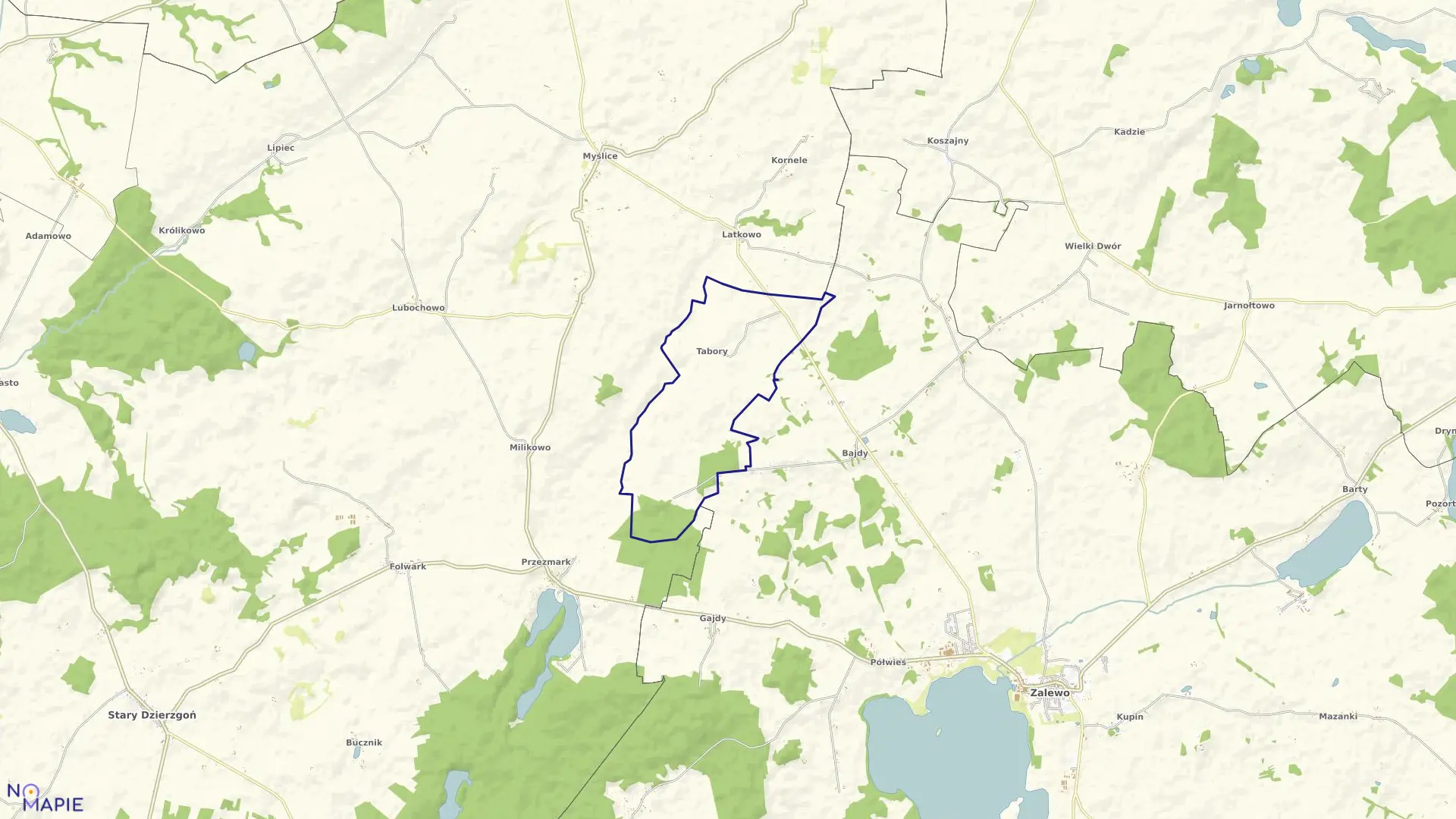 Mapa obrębu Tabory w gminie Stary Dzierzgoń